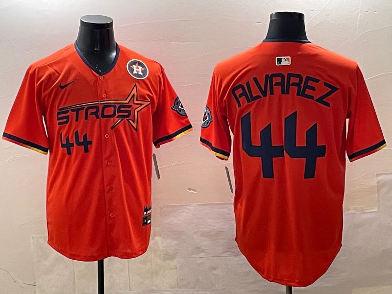 Men Houston Astros 44 Alvarez Orange Three generations Joint Name 2025 Nike MLB Jersey style 7